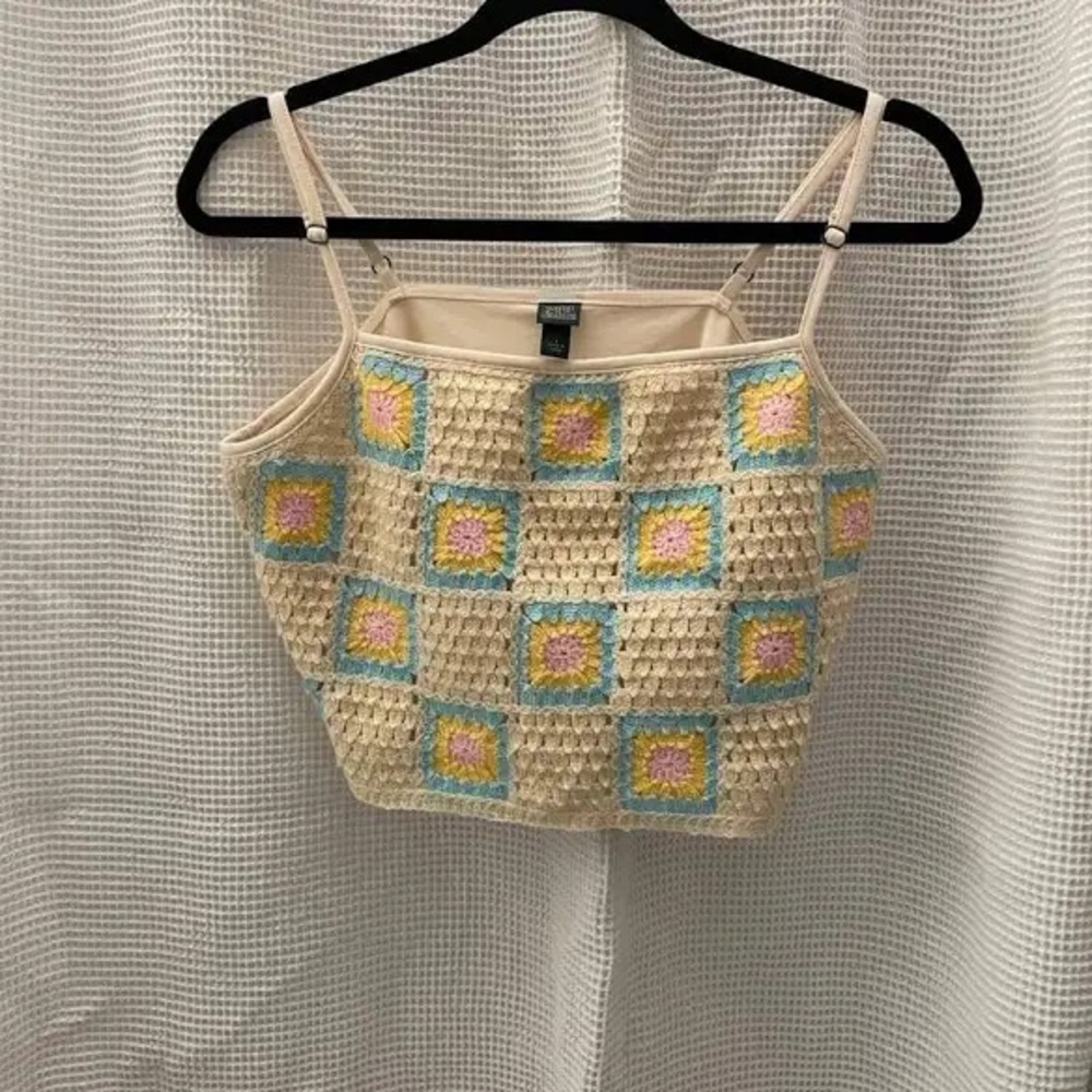Wild Fable Colorful Knitted Crop Top | Color: Beige | Size: Large